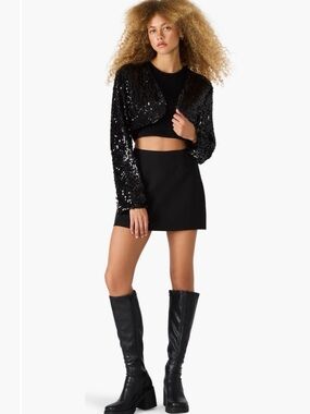 NEW Steve Madden Crop Sequin Jacket  — Size Large